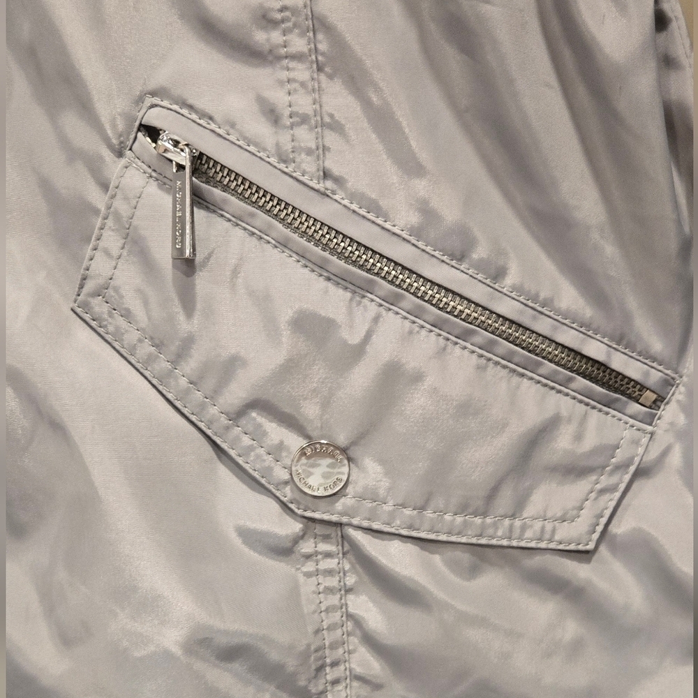 Michael Kors Women's Silver Hooded Windbreaker Jacket - Picture 6 of 11